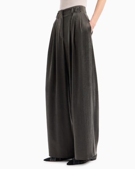 Buy GIORGIO ARMANI Wide-Leg Cupro Pants with Insert Pockets