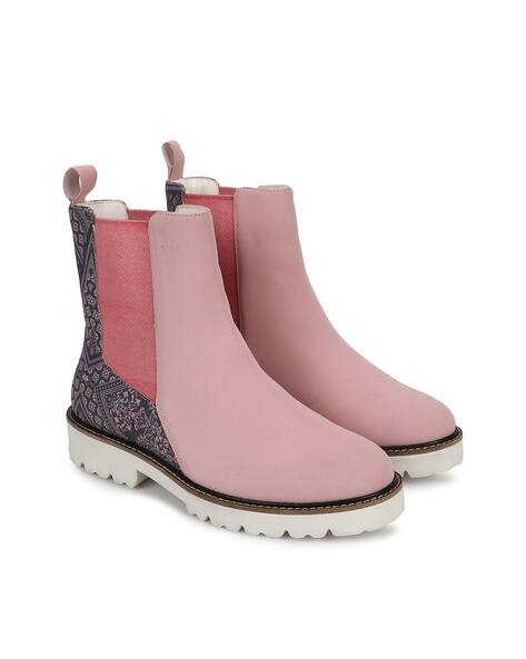 YOHO Women Floral Print Ankle-Length Boots