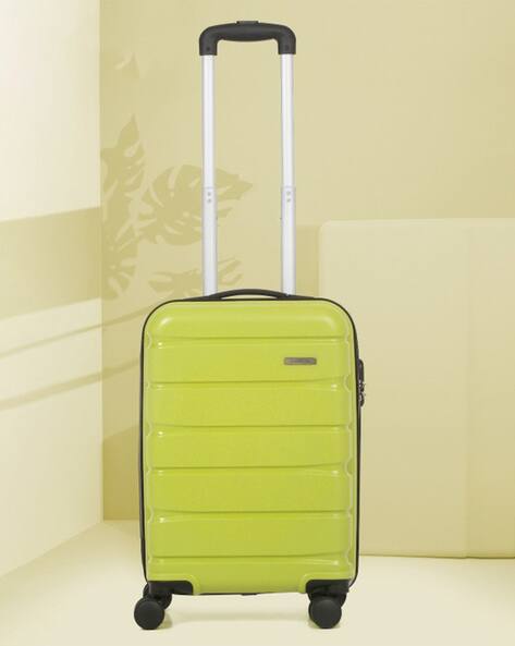 TEAKWOOD LEATHERS Unisex Lime Green 8 Wheels Hard Sided With Zipper Closure 360° Silent Dual Spinner Wheels Trolley Bag
