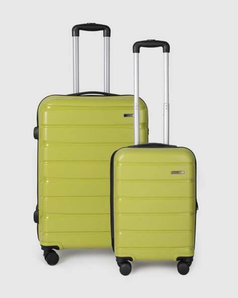 TEAKWOOD LEATHERS Unisex Lime Green 8 Wheels Hard Sided With Zipper Closure 360° Silent Dual Spinner Wheels Trolley Bag Set Of 2 - Medium & Cabin