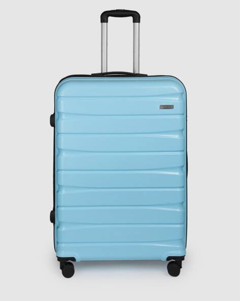 TEAKWOOD LEATHERS Unisex Sky Blue 8 Wheels Hard Sided With Zipper Closure 360° Silent Dual Spinner Wheels Trolley Bag
