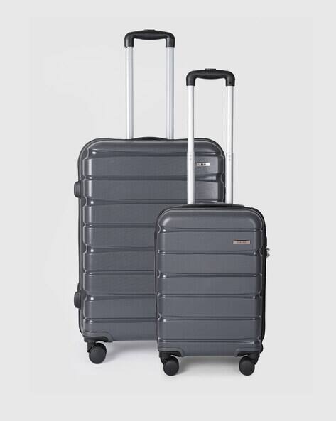 TEAKWOOD LEATHERS Unisex Grey 8 Wheels Hard Sided With Zipper Closure 360° Silent Dual Spinner Wheels Trolley Bag Set Of 2 - Medium & Cabin