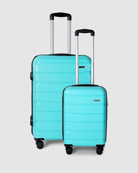 TEAKWOOD LEATHERS Unisex Aqua Green 8 Wheels Hard Sided With Zipper Closure 360° Silent Dual Spinner Wheels Trolley Bag Set Of 2 - Medium & Cabin