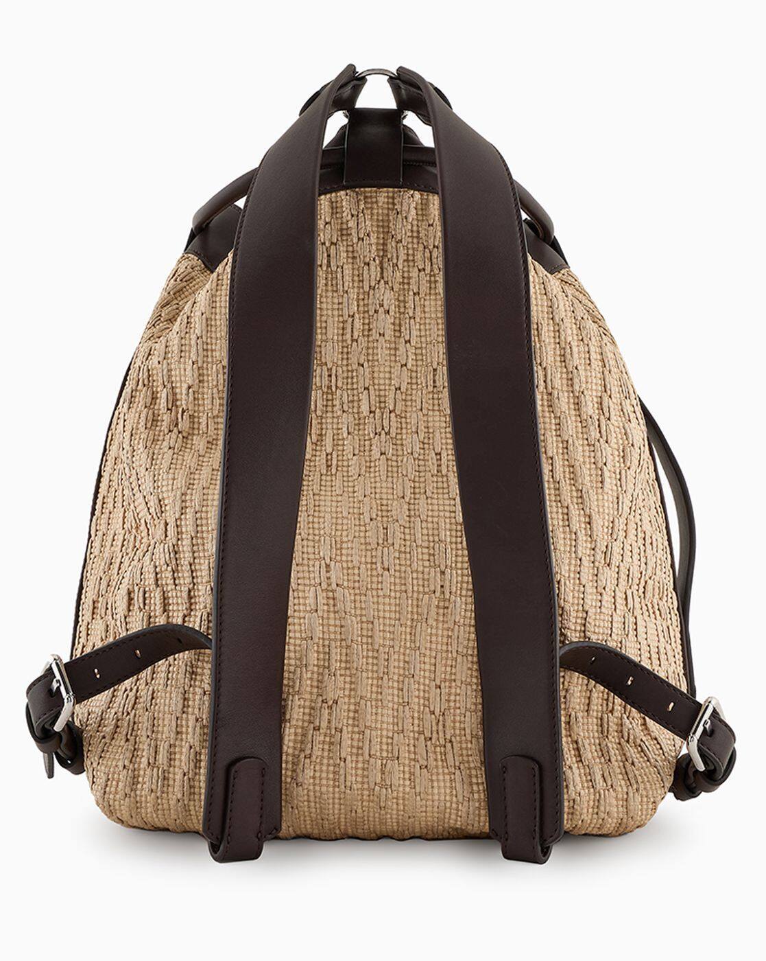 Buy GIORGIO ARMANI Raffia Leather Backpack | Beige Color Men