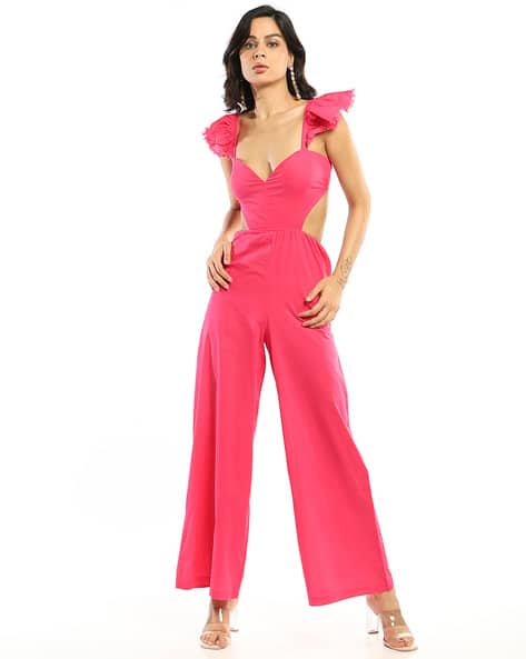 ASOS DESIGN Frill Sleeve Wide-Leg Beach Jumpsuit
