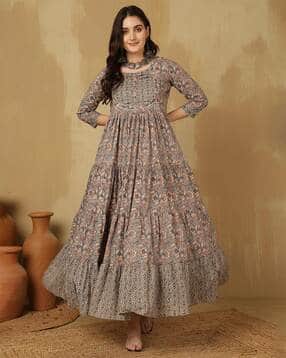 glam roots Women Floral Print Flared Kurta-picture-45