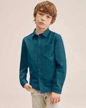 Boys Logo Print Regular Fit Shirt