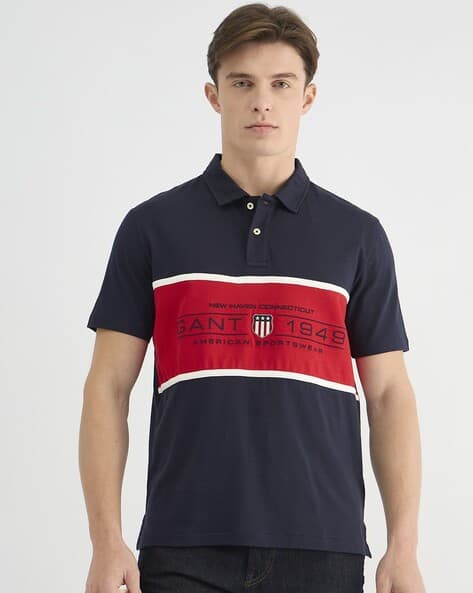 GANT — Cotton Color-block Regular Fit Polo T-Shirt