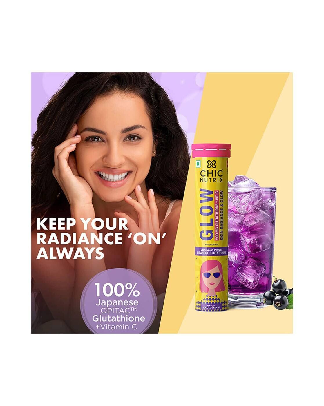 which is better for skin collagen or glutathione The Chicnutrix GLOW tablets are my go to for glow skin🍓🍋 Use code  ‘CHICJULIA10‘ for 10% off on Amazon I’ve been taking them daily and WOW,  they’re packed with Japanese OPITAC™ Glutathione (aka the