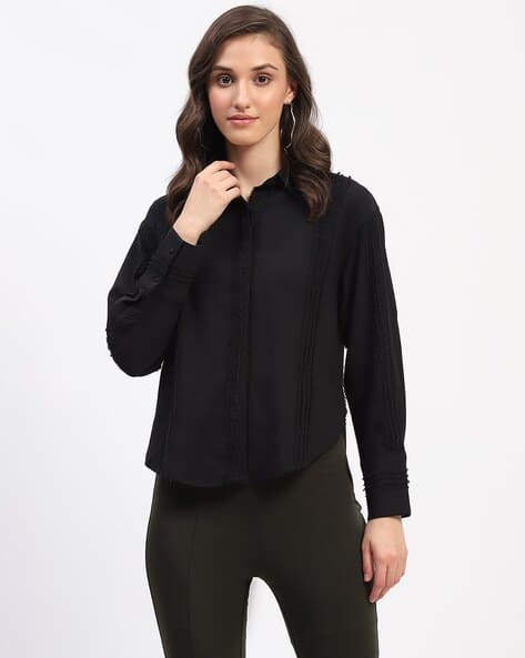 MADAME Women Regular Fit Shirt with Straight Hemline