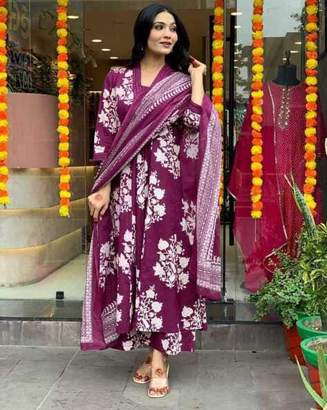 Buy Wine Kurta Suit Sets for Women by SVARAA Online