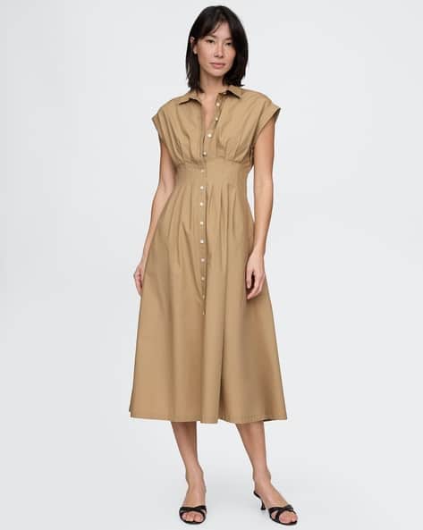 khaki dress outfit for ladies Got You Covered Midi Dress - Khaki