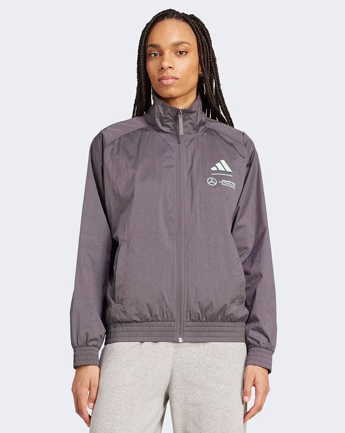 ADIDAS Women Mercedes Pw Tt Regular Fit Bomber Jacket