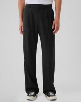 Men Solid Relaxed Fit Flat-Front Trousers-image-22