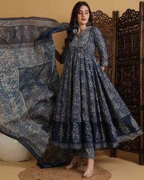 gulmohar jaipur Cotton Printed Flared  Kurta Suit Set-picture-11