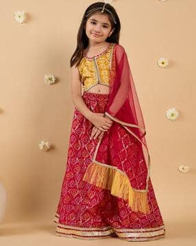 pspeaches Girls Micro Print Lehenga Choli with Dupatta-picture-41