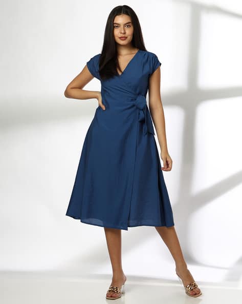 Women Wrap Dress with Waist Tie-Up