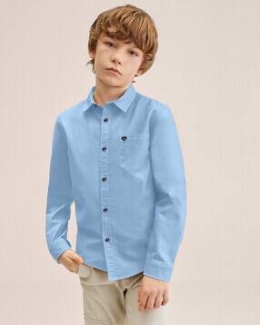 Boys Regular Fit Shirt with Spread Collar