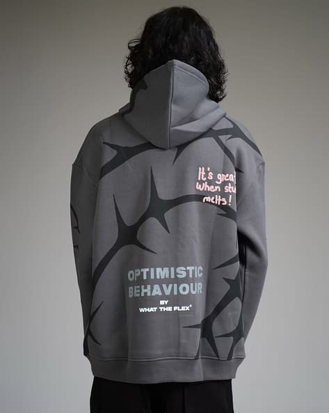 Otrain 2019 Off White Hoodie Dark Grey Hoodie With White Logo BACK