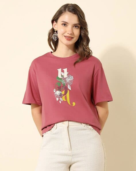 U.S. Polo Assn. Women Graphic Print Crew-Neck T-Shirt