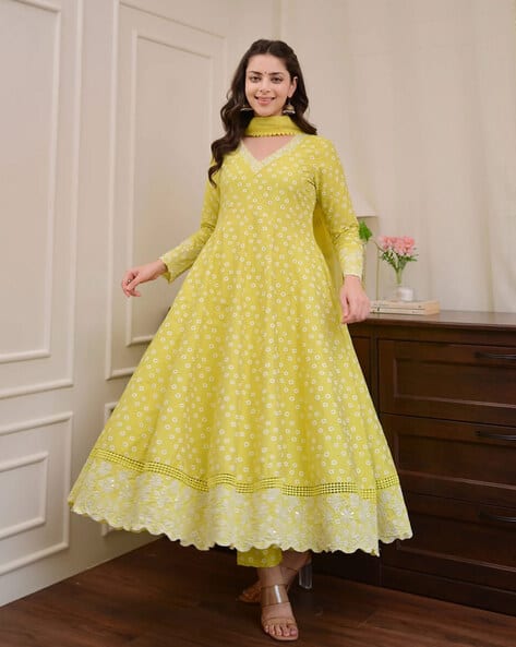 Women Floral Anarkali Kurta Set