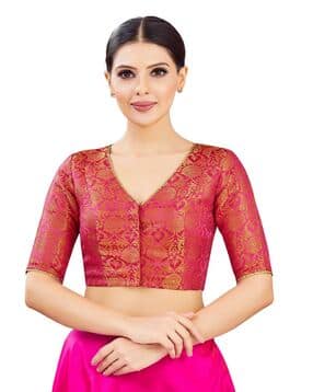 Women Floral Woven Front-Open Blouse-image-17