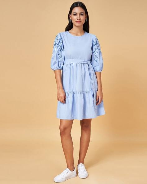 Buy People by Pantaloons Women Embroidered A-Line Dress Online | Ajio.com
