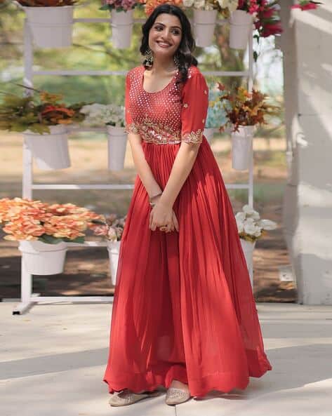 open lace back dress SASSAFRAS Maroon V-Neck Puff Sleeves Velvet Maxi Party Dress – Myntra  International main image 0