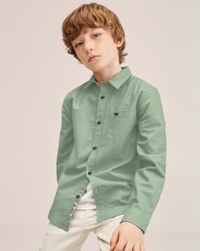 sky pearl Boys Regular Fit Shirt with Patch Pocket-picture-35