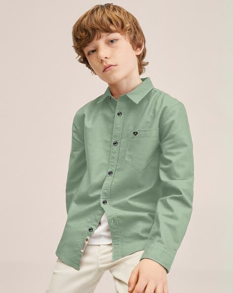 Buy SKY PEARL Boys Regular Fit Shirt with P... Online | Ajio.com