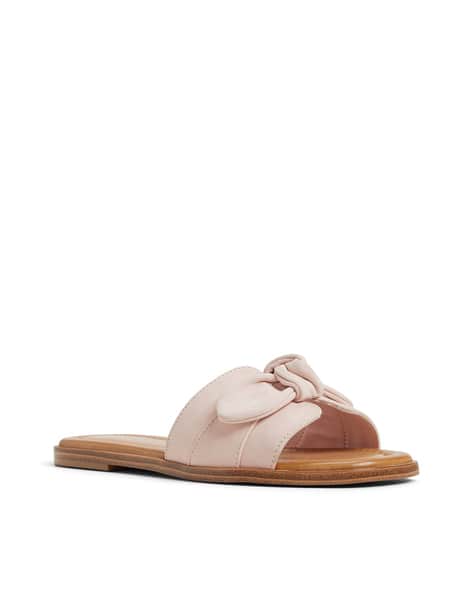 Women Slip-On Flat Sandals with Knot Tie