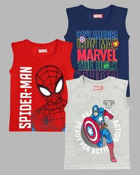 kuchipoo Boy Pack of 3 Spiderman Print Round-Neck T-Shirts-picture-30