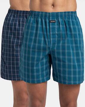 Pack of 2 Men Checked Boxers with Elasticated Waist