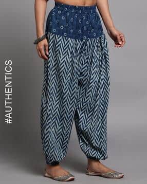 indie picks Indigo Dyed Double Dabu Print Cotton Salwar Pants-picture-14