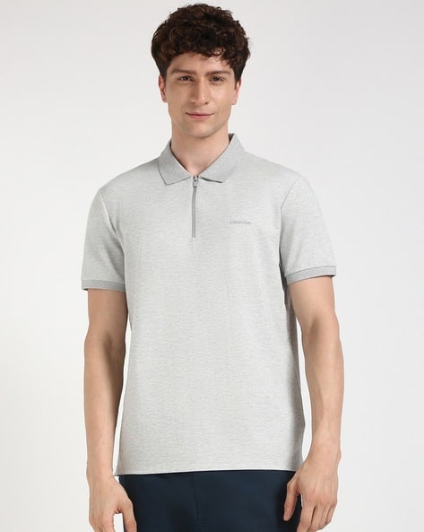 Calvin Klein Jeans Men Heathered Regular Fit Polo T-Shirt