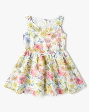 gap kids Girls Floral Print Round-Neck Fit & Flare Dress-picture-32