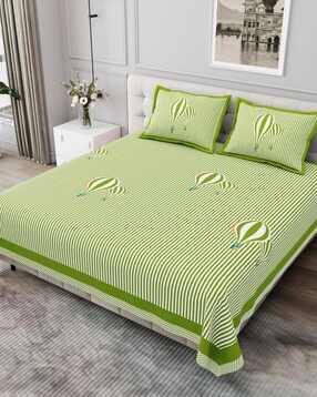 jaipur fabric 254 TC Striped King Bedsheet with Pillow Covers-picture-19
