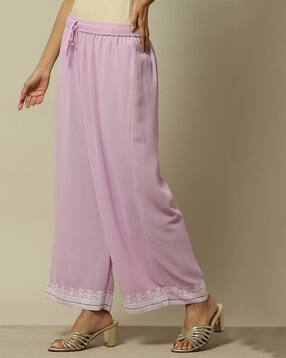 rangriti Women Straight Palazzos with Embroidered Hem-picture-39
