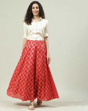 rangriti Women Foil Print Skirt & Shirt Set-picture-13