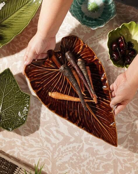 Pure Home And Living Leaf Shaped Ceramic Platter