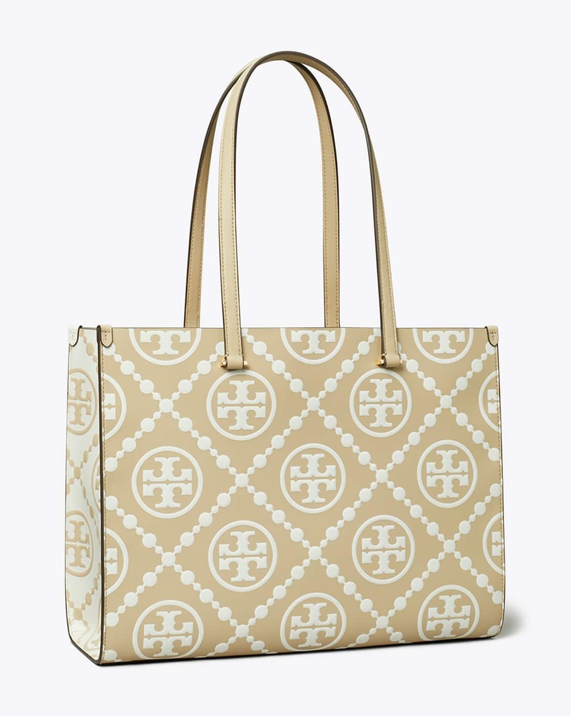 T Monogram Contrast Embossed MediumTote Bag