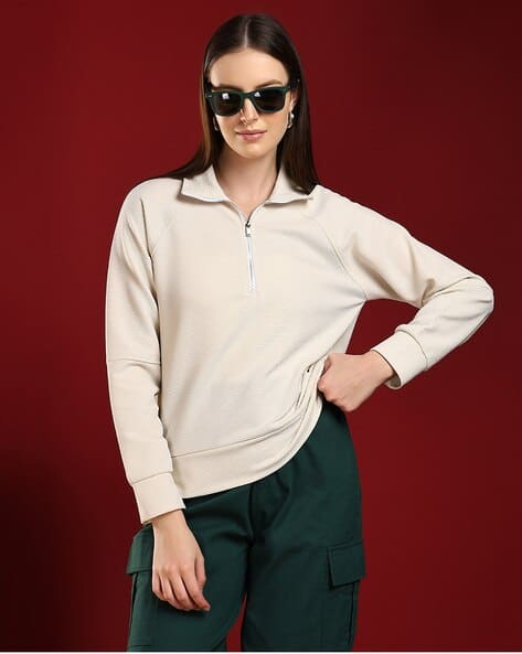 KOTTY Women High Neck Light Winter Sweatshirts