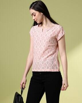 Women Geometric Print Relaxed Fit Cotton Tunic-image-0