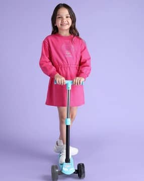 u.s. polo assn. Girls Round-Neck A-Line Dress with Brand Print-picture-53