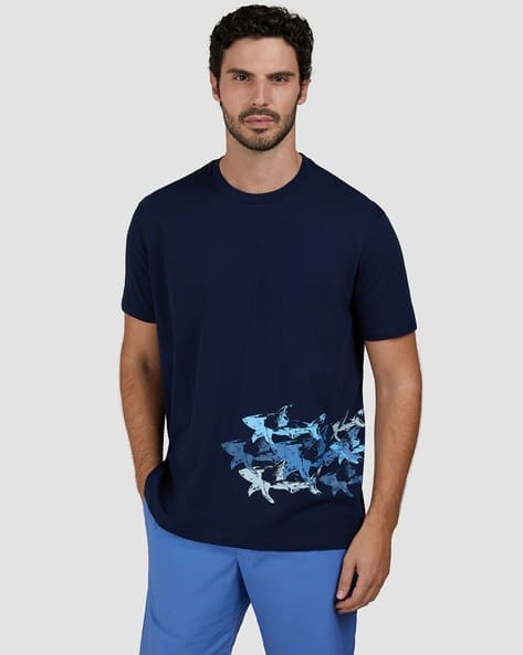 Buy PAUL SHARK Printed Sharks Cotton Jersey Crew-Neck T-Shirt