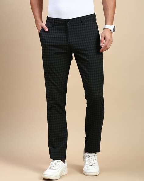 Men Checked Slim Fit Trousers