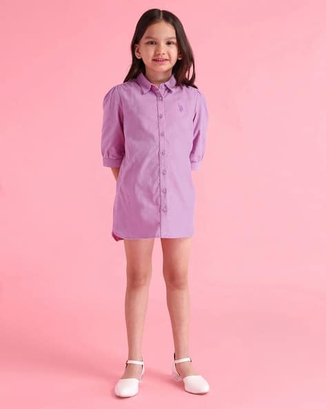 U.S. Polo Assn. Girls Patterned Shirt Dress
