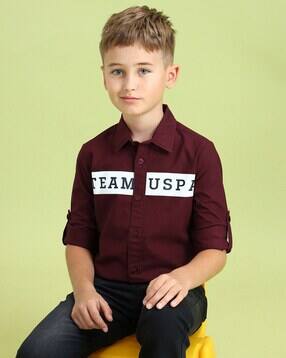 u.s. polo assn. Boys Brand Print Regular Fit Cotton Shirt-picture-14
