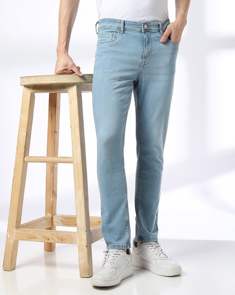 Men Lightly Washed Slim Fit Jeans