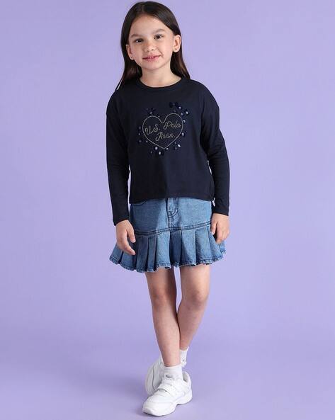 U.S. Polo Assn. Girls Graphic Print Round-Neck T-Shirt